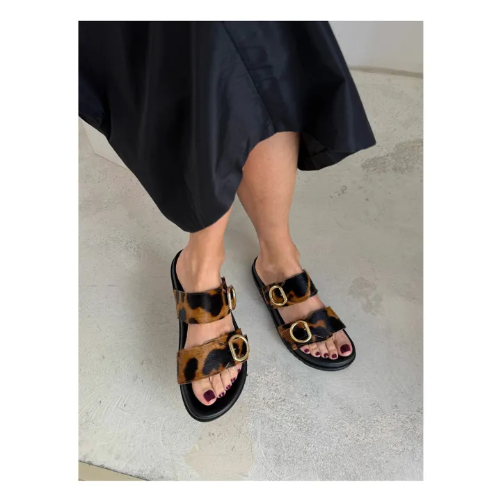 Sandales Double Boucles Léopard | Camel- Image produit n°3