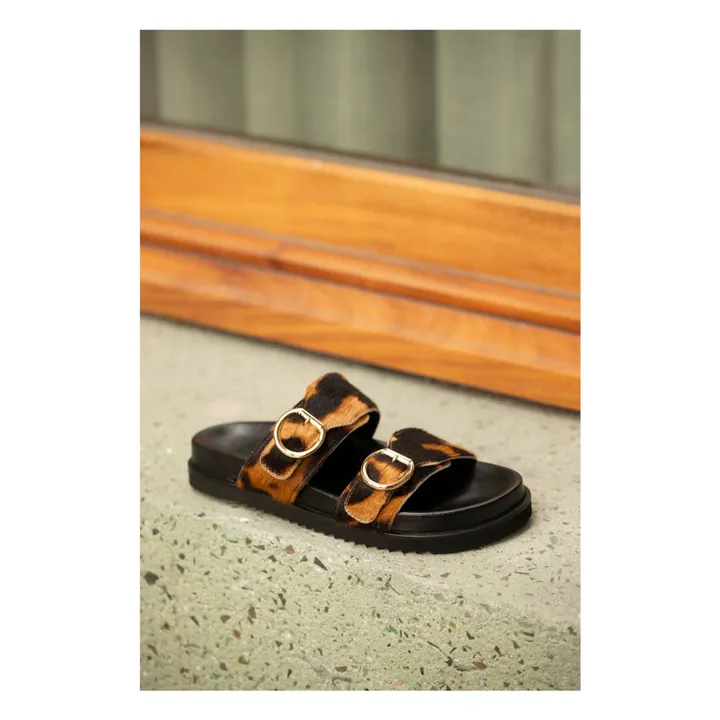Sandales Double Boucles Léopard | Camel- Image produit n°1