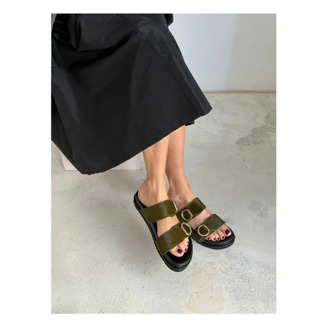 Sandales Double Boucles | Vert olive