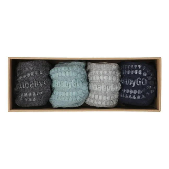 Combo Box 4 Calcetines antideslizantes de bambú | Azul