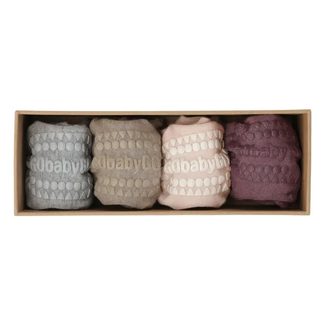 Combo Box 4 Calcetines antideslizantes de bambú | Rosa