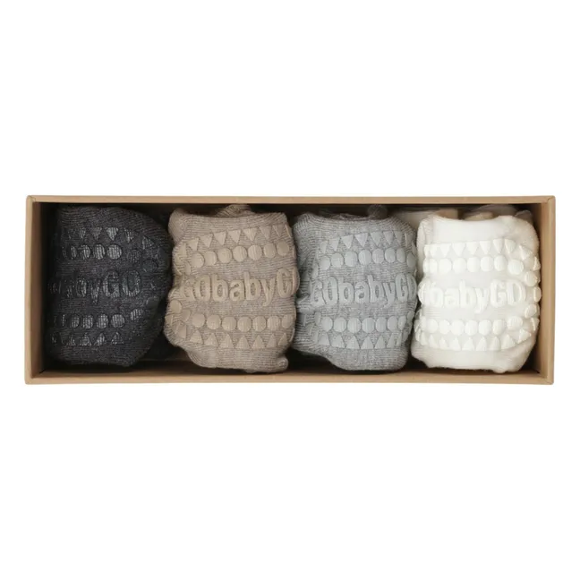 Combo Box 4 Calcetines antideslizantes de bambú | Beige