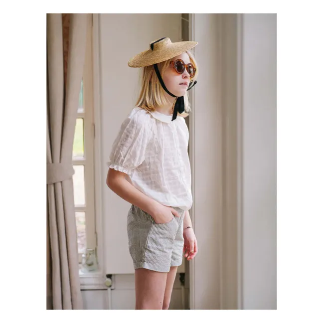 Gestreifte Camille Shorts | Graublau
