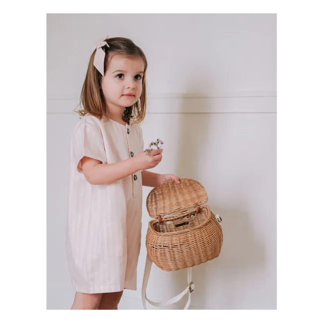 Arsene Striped Playsuit | Pale Pink