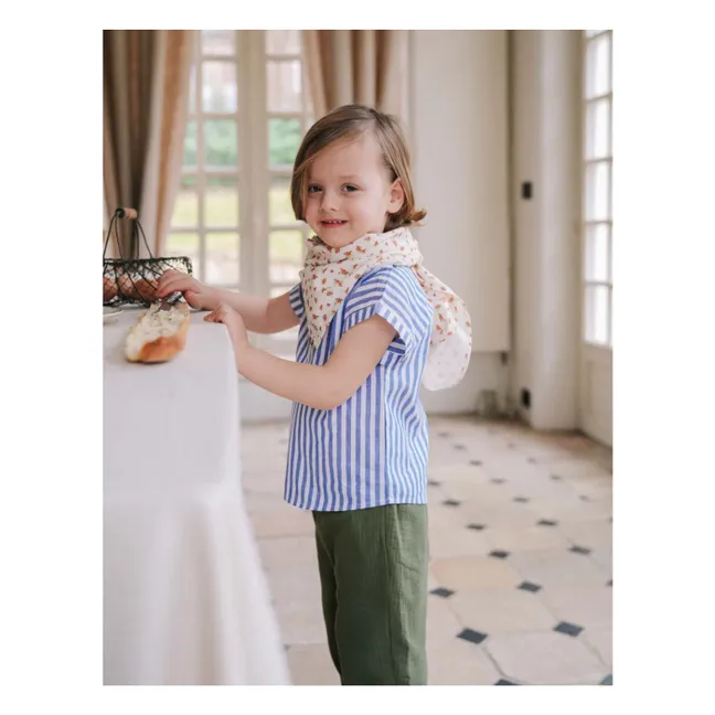 Blouse Rayée Lin | Bleu