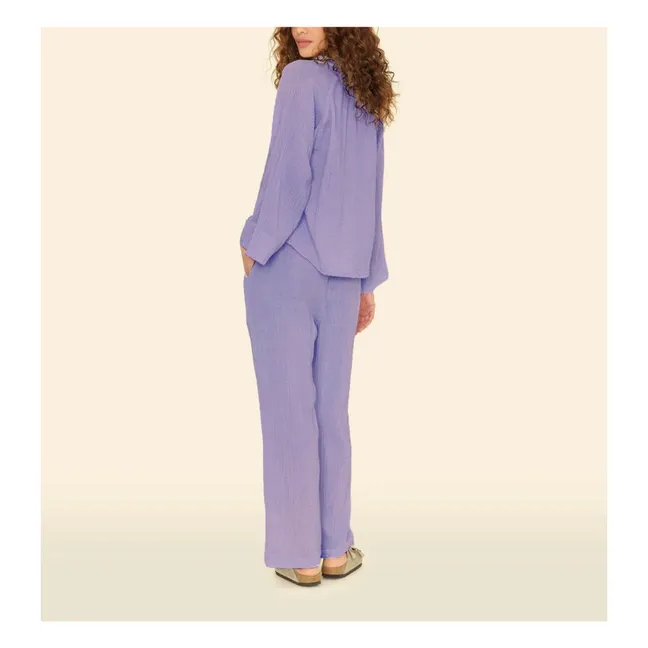 Pantalón de gasa de algodón Devon | Azul descolorido