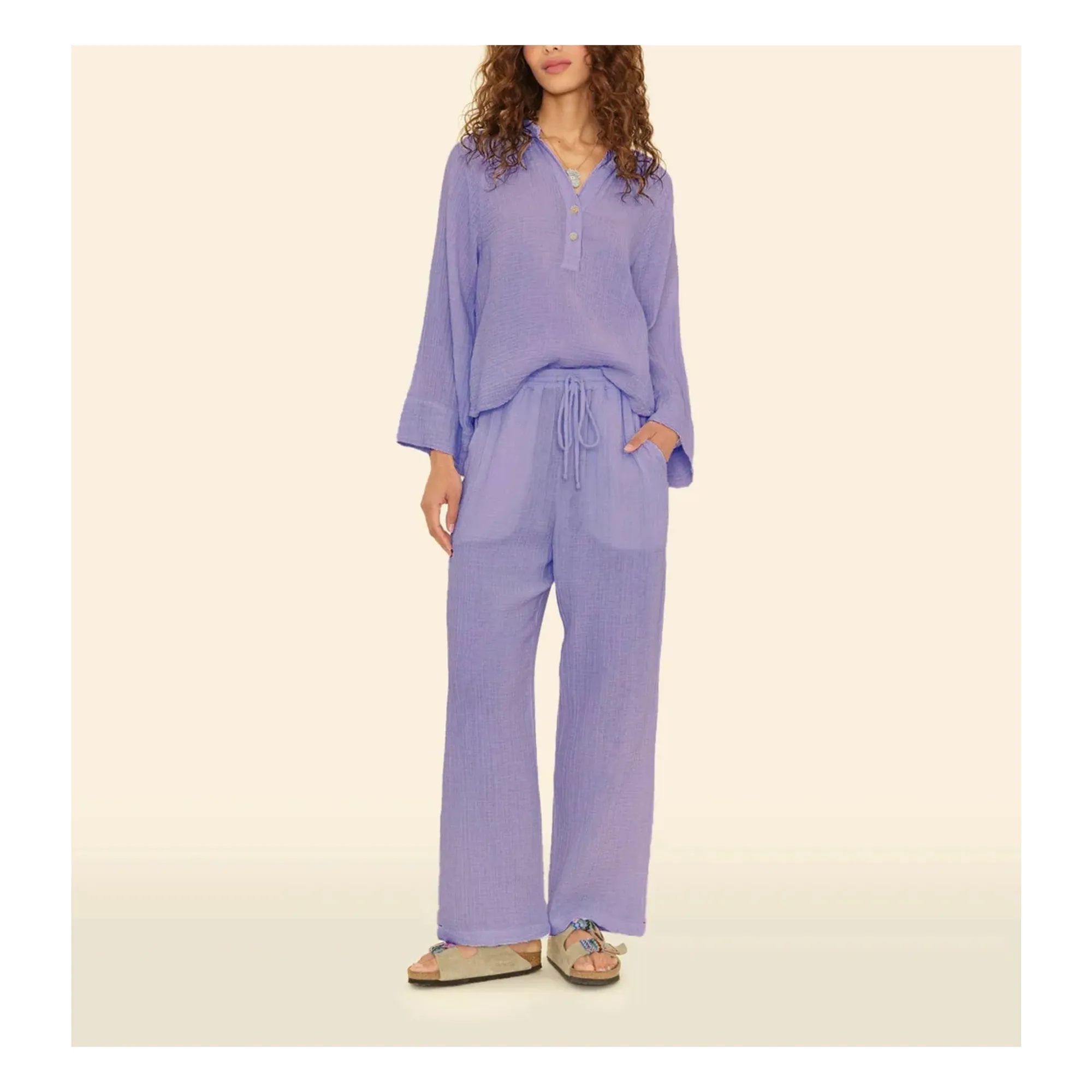 Xirena Washed Blue Devon Cotton Gauze Pants