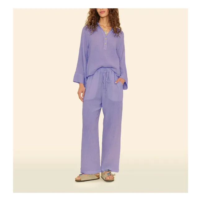 Pantalón de gasa de algodón Devon | Azul descolorido