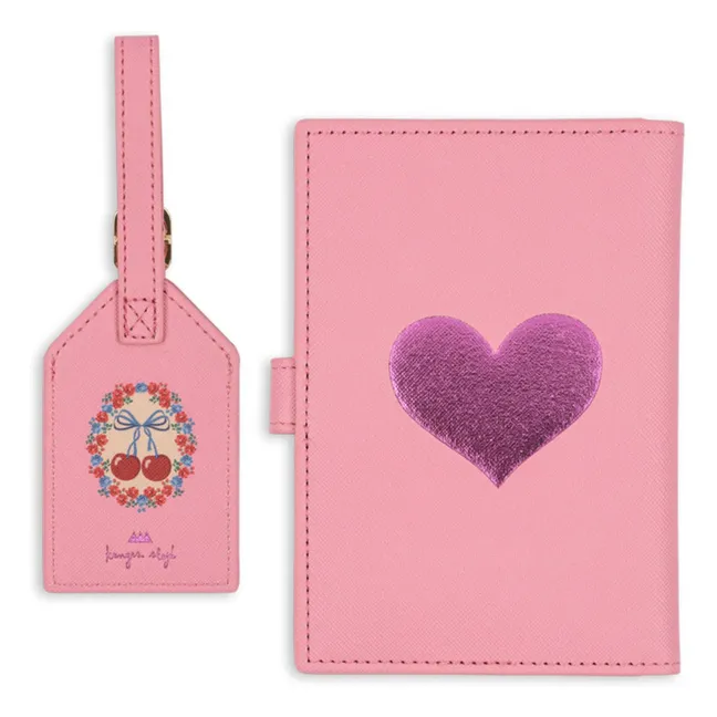 Cherry Bow Passport &amp; Baggage Label Protector | Rosa