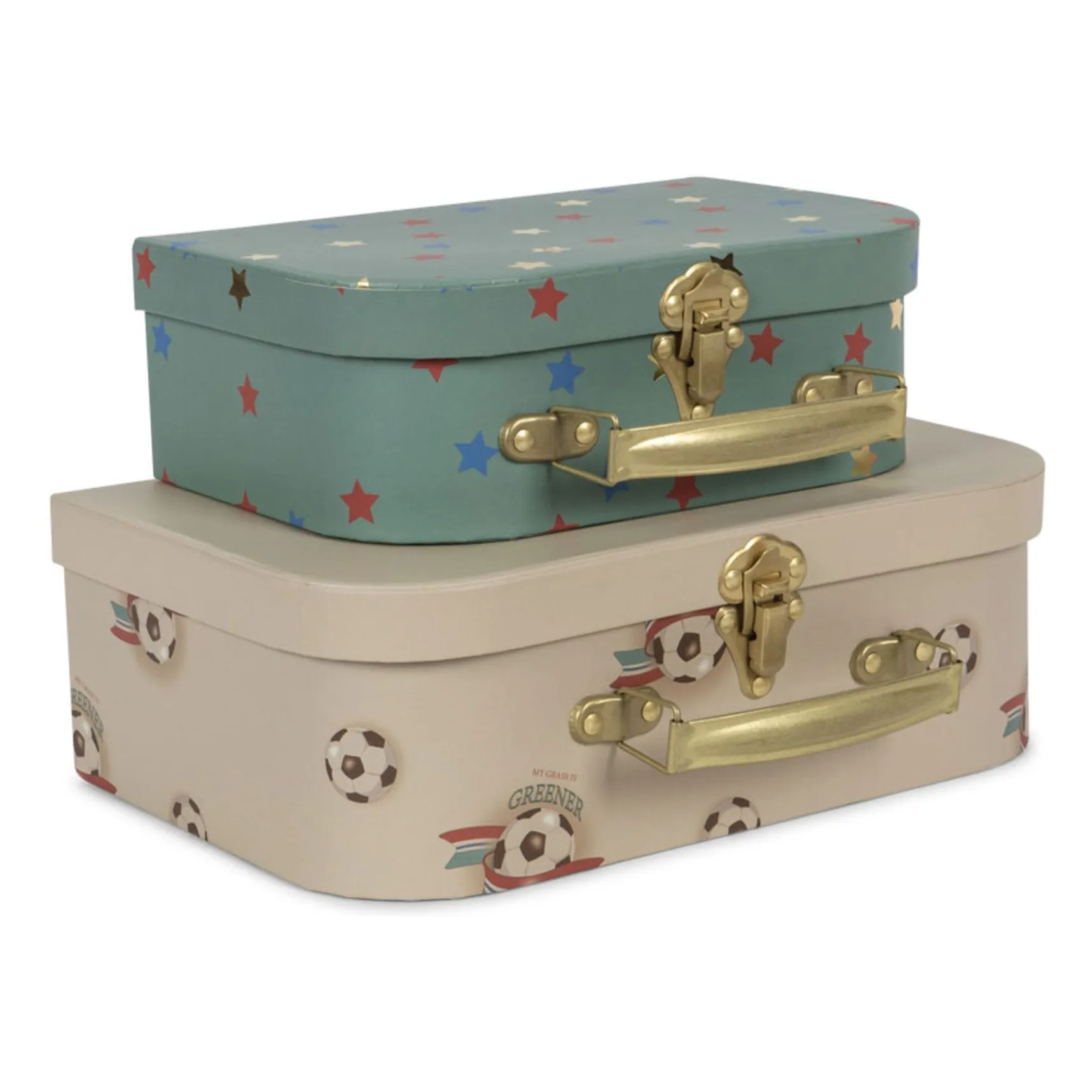 Petites valises en carton Kick It - Set de 2 | Crème- Image produit n°0