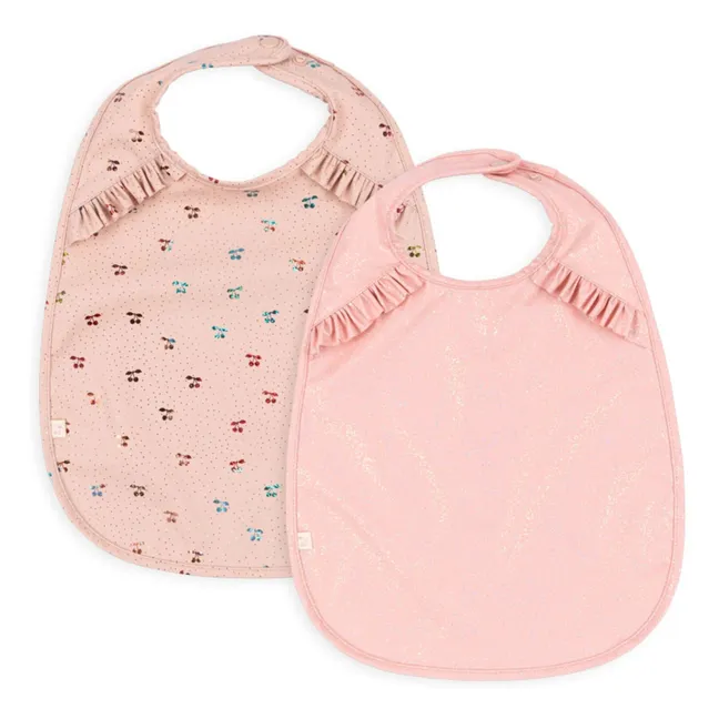 Cherry Sparkle Bibs - Set of 2 | Pink