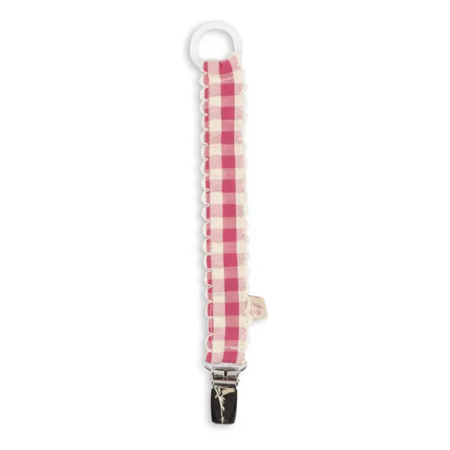 Attache-tétine Bubblegum Check | Rouge