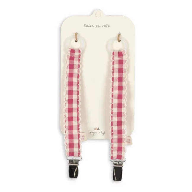 Attache-tétine Bubblegum Check | Rouge