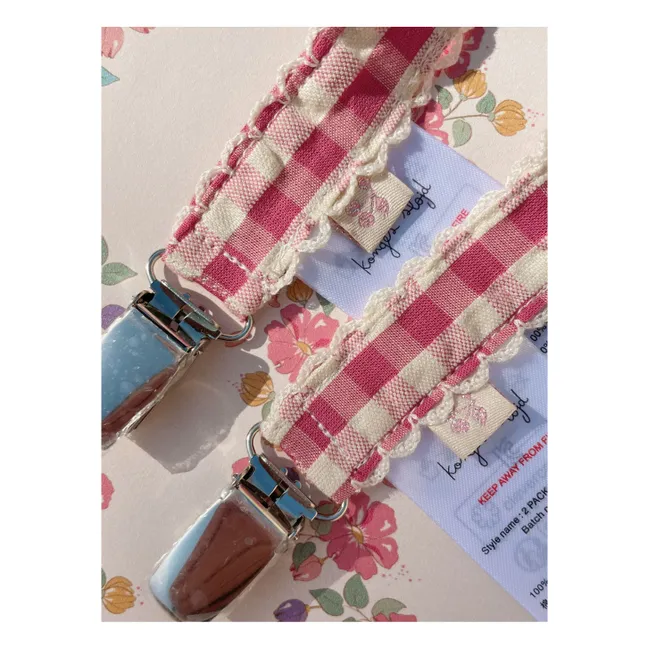 Attache-tétine Bubblegum Check | Rouge