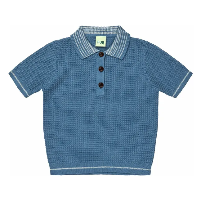 Poloshirt Struktur Feinmaschig Bio-Baumwolle | Blau