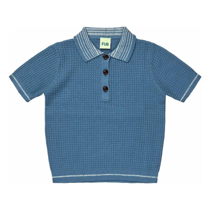 Polo Structure Maille Fine Coton Bio | Bleu- Image produit n°0