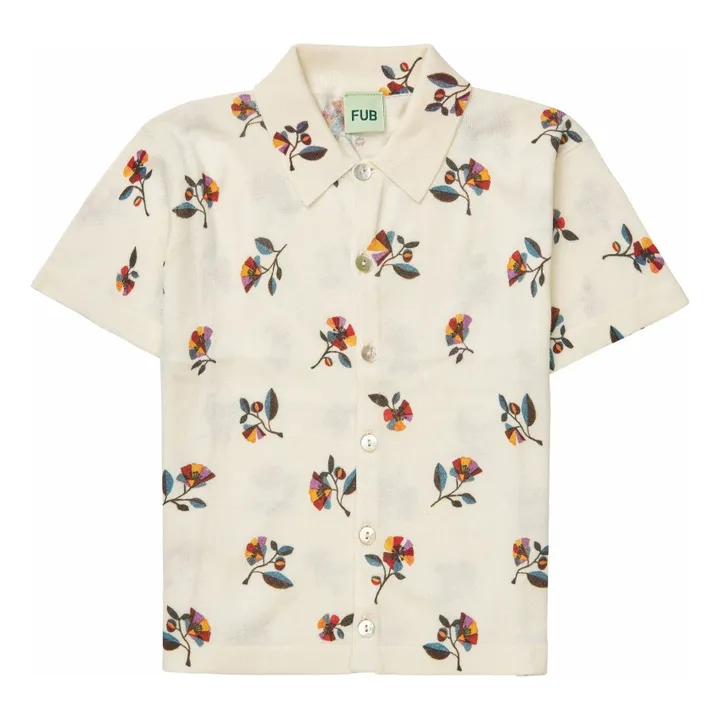 Chemise Fleurs Maille Extra Fine Coton Bio | Ecru- Image produit n°0