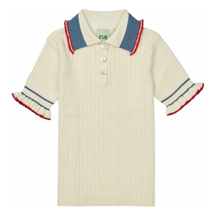 Polo Volant Maille Fine Coton Bio | Ecru- Image produit n°0
