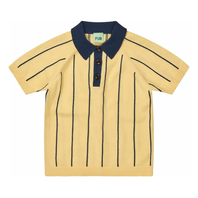Gestreiftes Poloshirt aus Bio-Baumwolle | Blasses Gelb