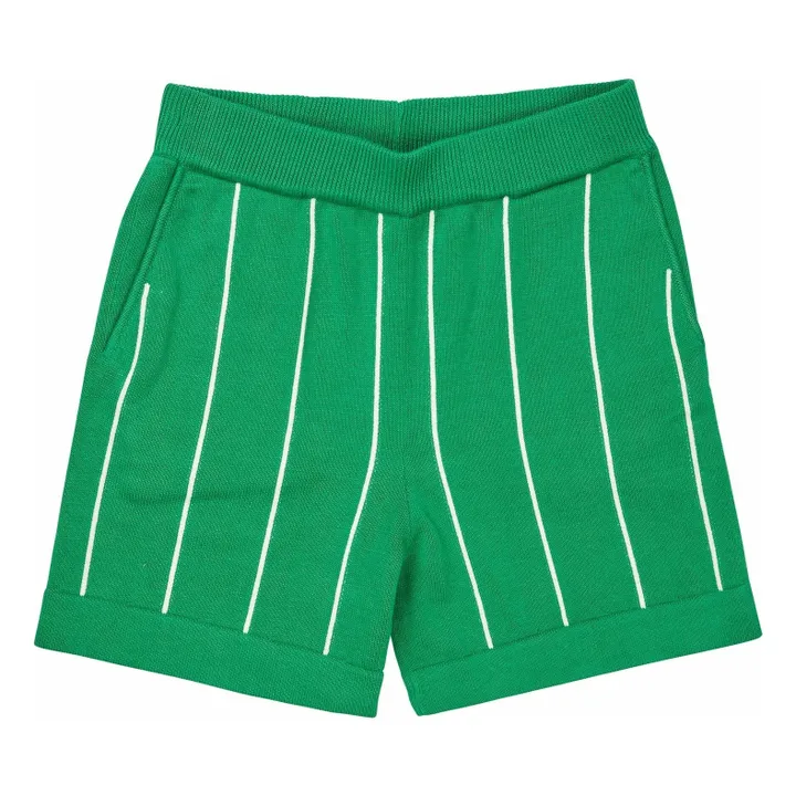 Short Rayé Maille Fine Coton Bio | Vert- Image produit n°0