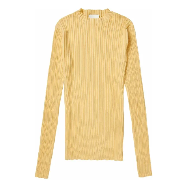 T-shirt in cotone organico a coste High Twist - Collezione Donna | Vaniglia
