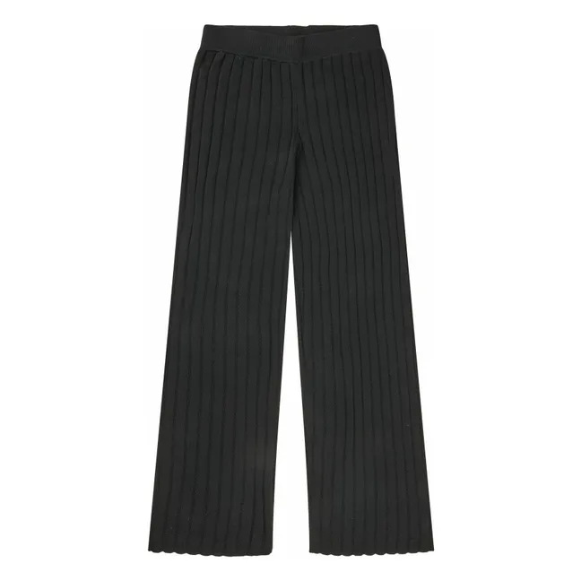 Pantaloni a coste in cotone biologico - Collezione Donna | Nero