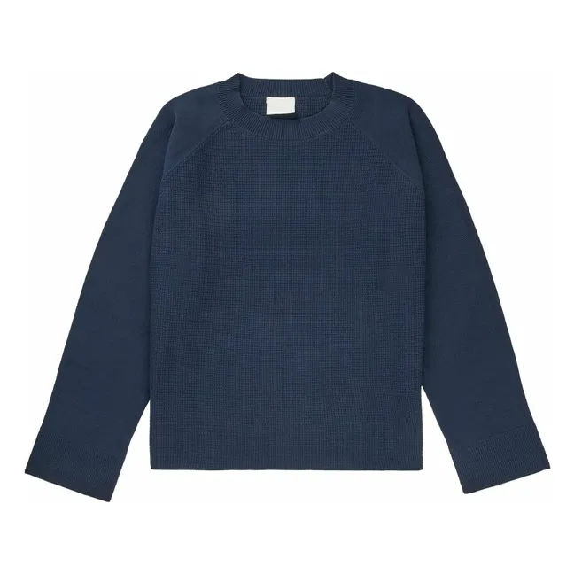 Maglione strutturato in cotone organico - Collezione Donna | Blu marino