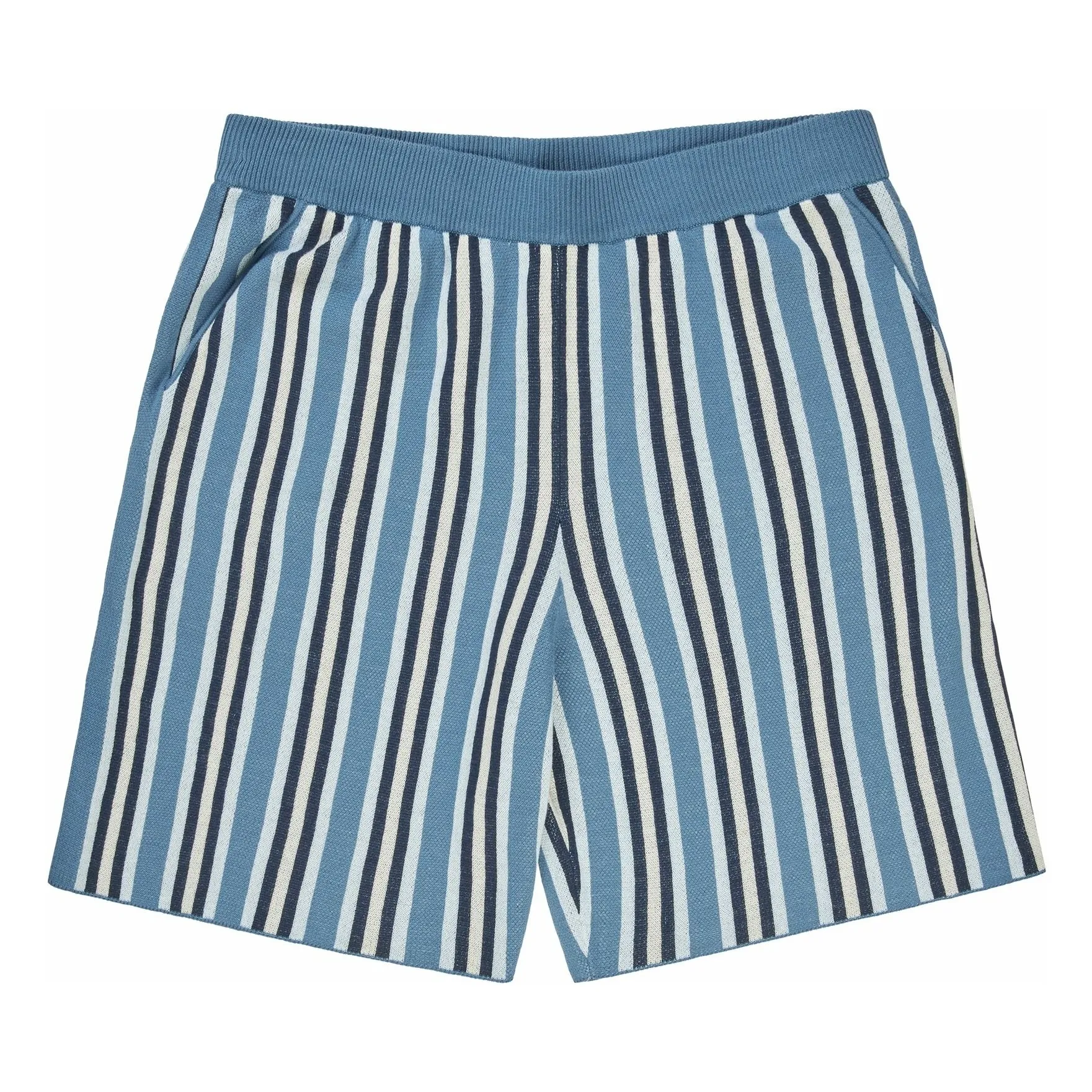 Fub Women's Blue Striped Organic Cotton Shorts - Collection