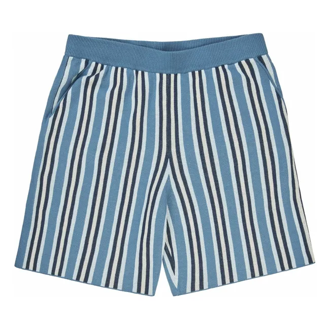 Pantaloncini in cotone biologico a righe - Collezione Donna | Blu