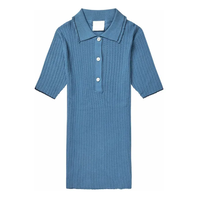 Polo a coste in cotone biologico - Collezione Donna | Blu