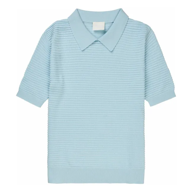 Polo strutturata in cotone organico - Collezione donna | Azzurro