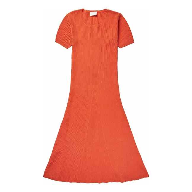 Abito in cotone organico a coste - Collezione donna | Arancione