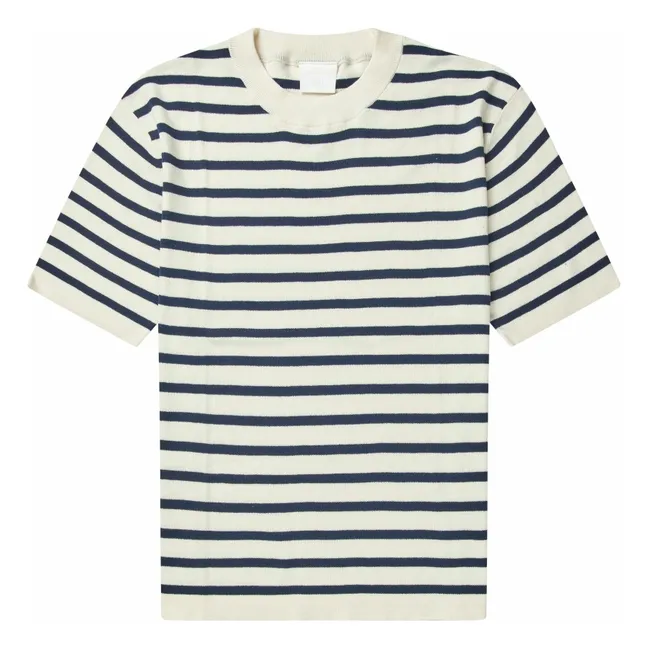 T-shirt a righe in cotone biologico - Collezione Donna | Blu marino