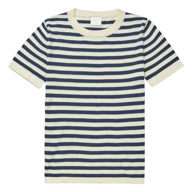 T-shirt classica a righe in cotone biologico - Collezione Donna | Blu marino