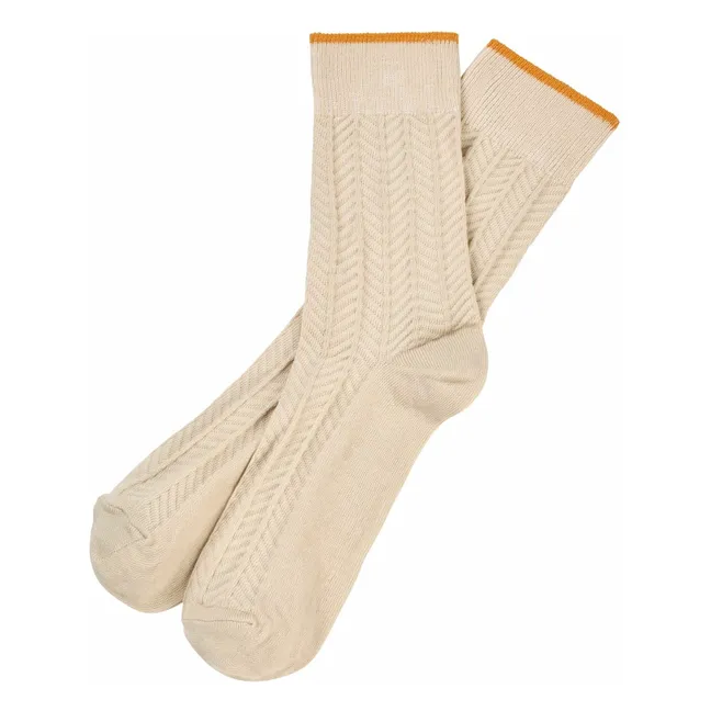 Lot 2 Pairs of Herringbone Socks - Women's Collection | Ecru