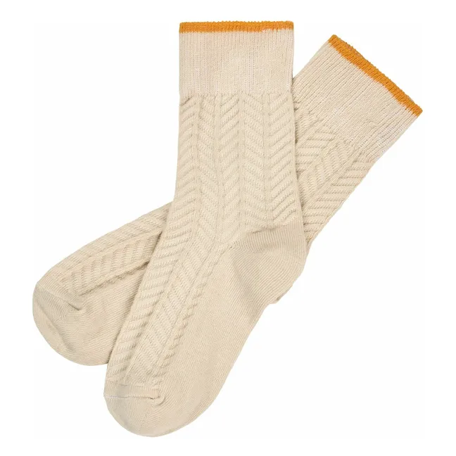 Herringbone socks | Ecru