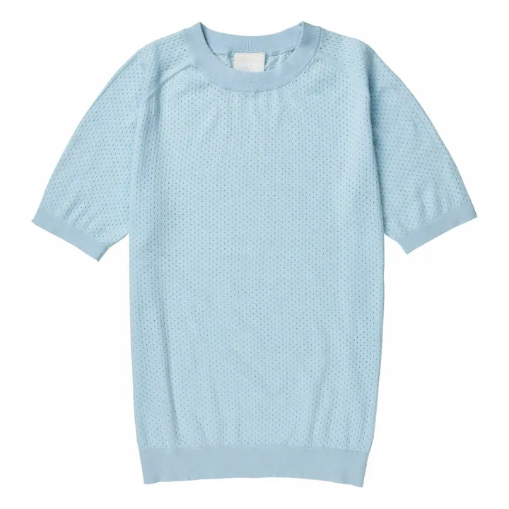 T-Shirt Bandeau Maille Extra Fine Coton Bio | Bleu ciel- Image produit n°0