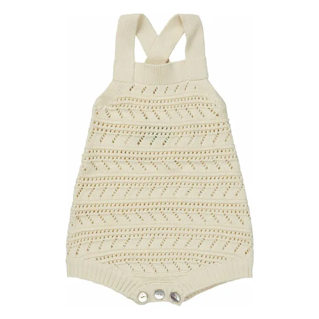 Barboteuse Pointelle Maille Fine Coton Bio | Ecru