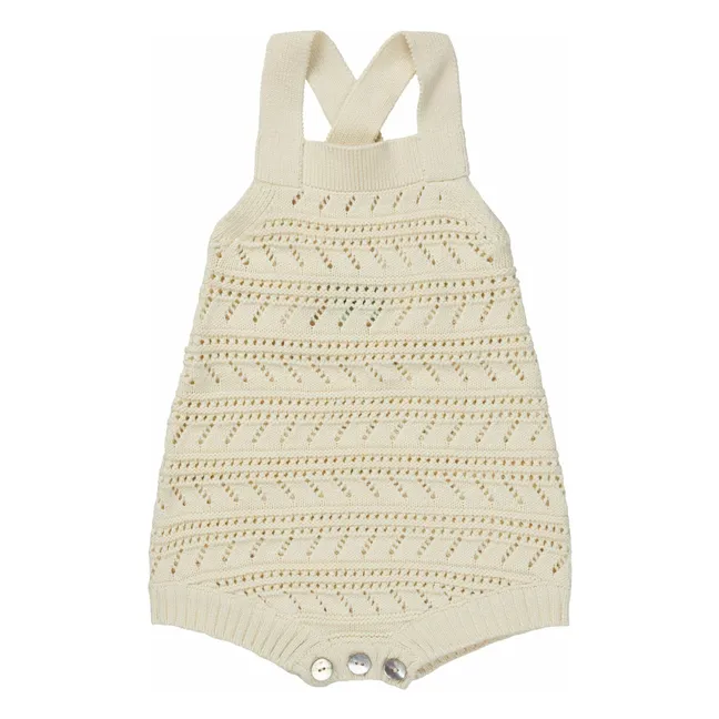 Strampelanzug Pointelle Feinmaschige Bio-Baumwolle | Seidenfarben