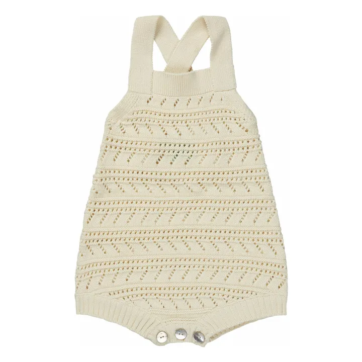 Barboteuse Pointelle Maille Fine Coton Bio | Ecru- Image produit n°0