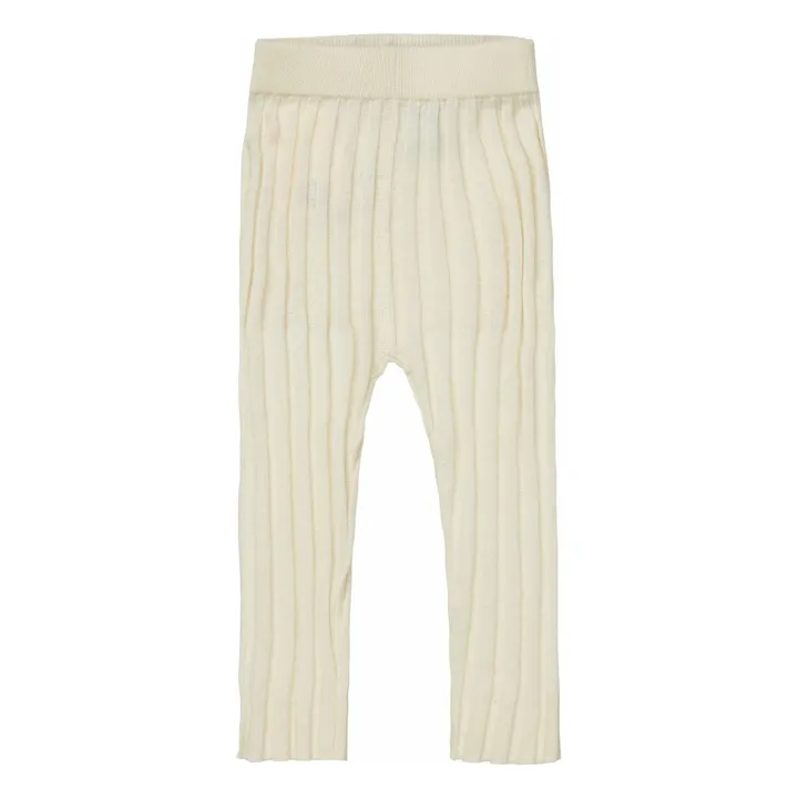 Legging Côtelé Maille Extra Fine Coton Bio | Ecru- Image produit n°0