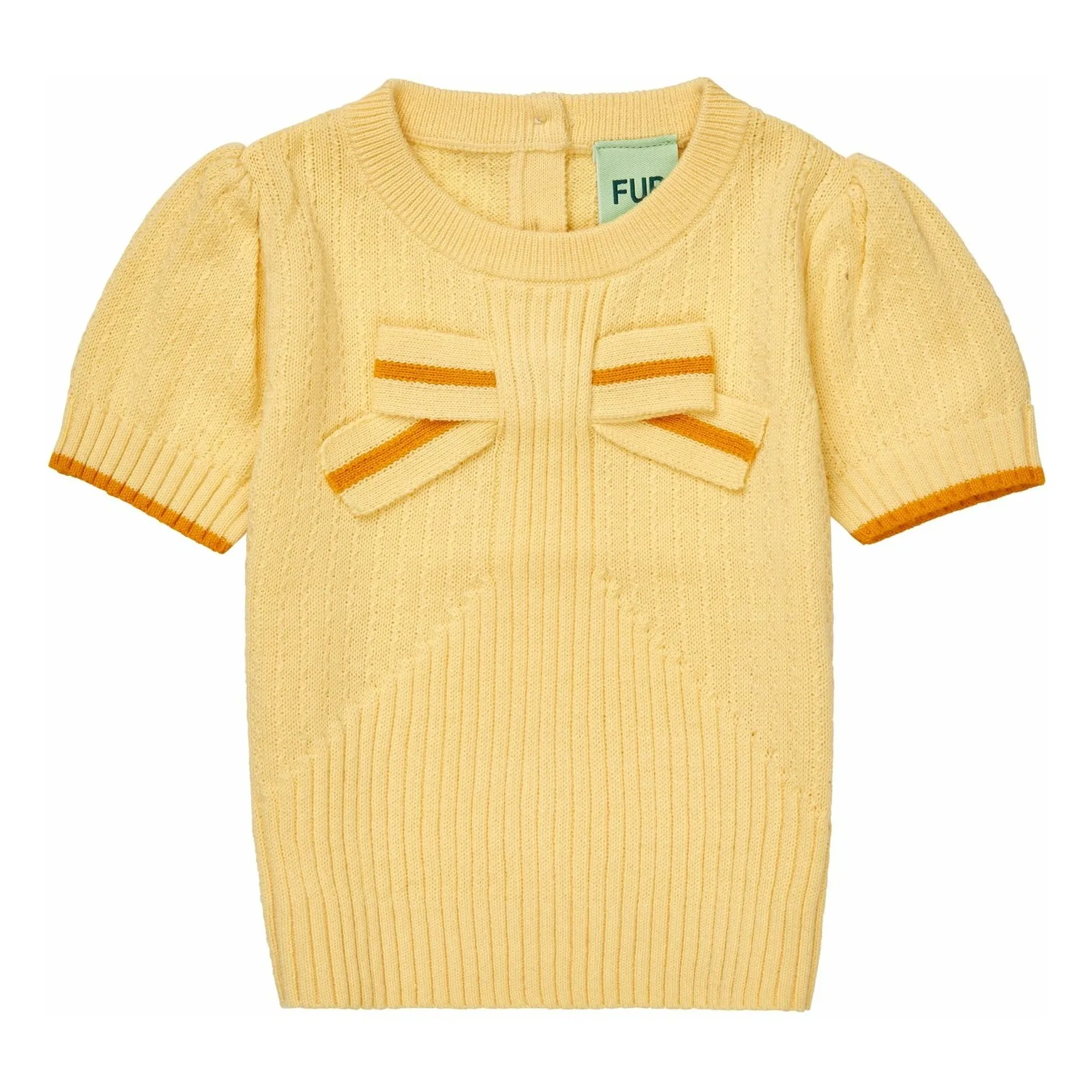 T-Shirt Nœud Maille Fine Coton Bio Bébé | Jaune pâle- Image produit n°0