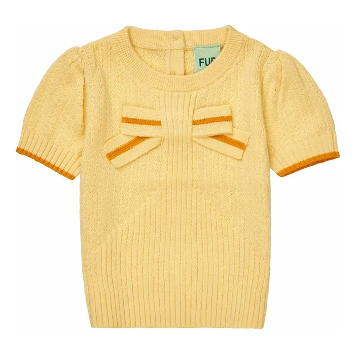 T-Shirt Nœud Maille Fine Coton Bio Bébé | Jaune pâle- Image produit n°0