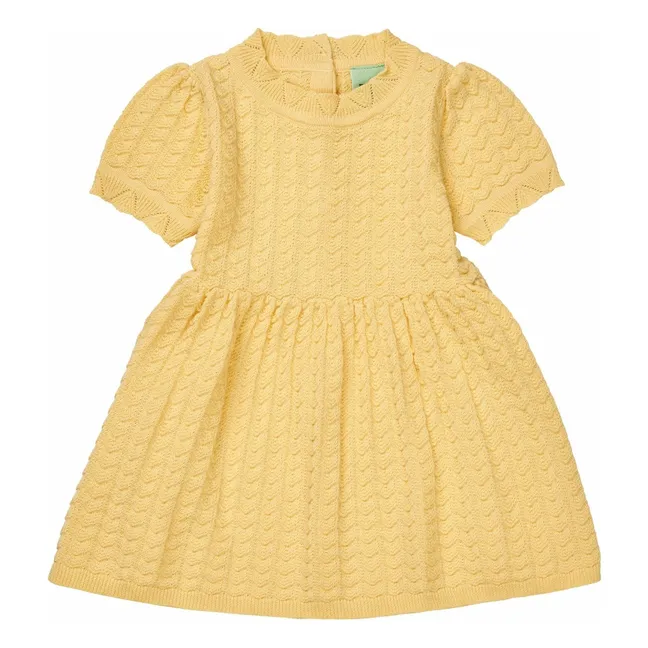 Organic Cotton Fine Knit Baby Dress | Pale yellow