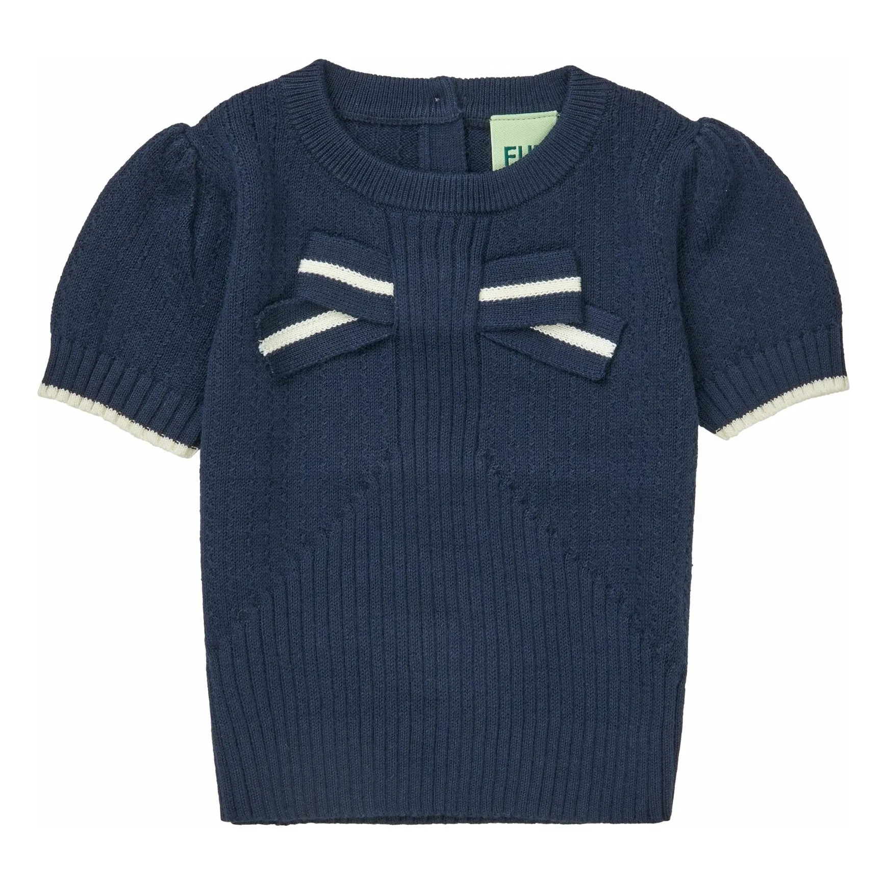Fub Navy Blue T-Shirt Knot Fine Knit Organic Cotton Baby