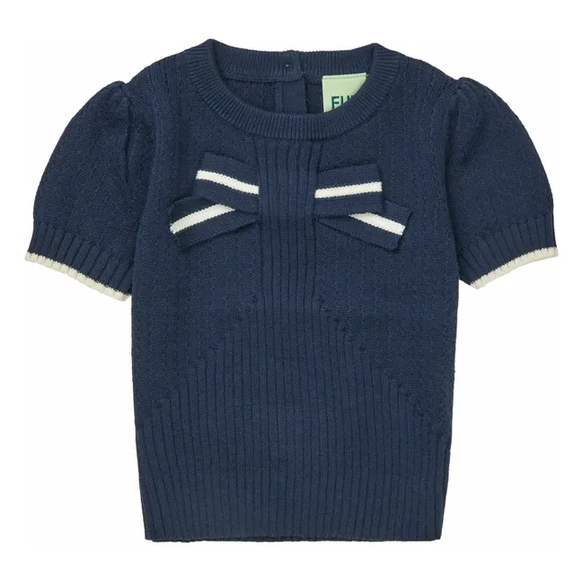 Camiseta Nudo Punto Fino Algodón Ecológico Bebé | Azul Marino