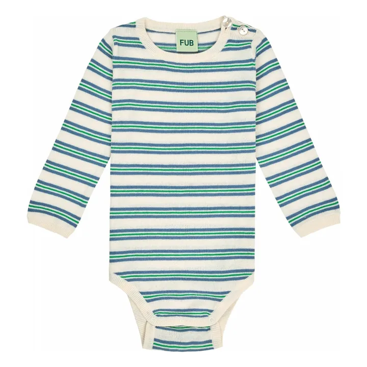 Body Rayures Maille Extra Fine Coton Bio | Bleu indigo- Image produit n°0