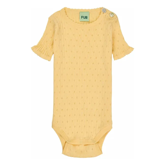 Body Pointelle Extra Feine Maschen Bio-Baumwolle | Blasses Gelb