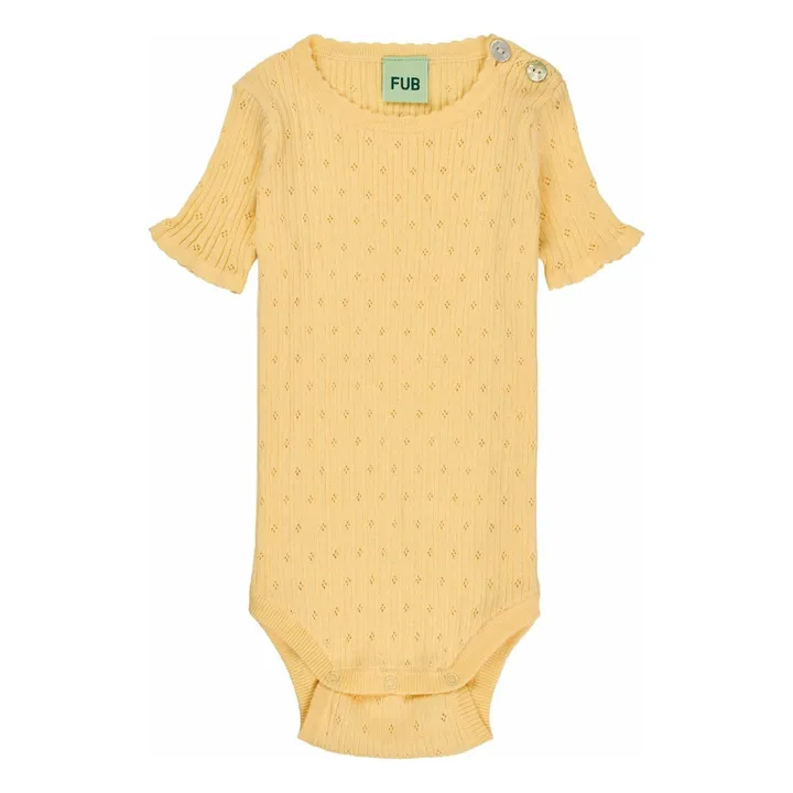 Body Pointelle Maille Extra Fine Coton Bio | Jaune pâle- Image produit n°0