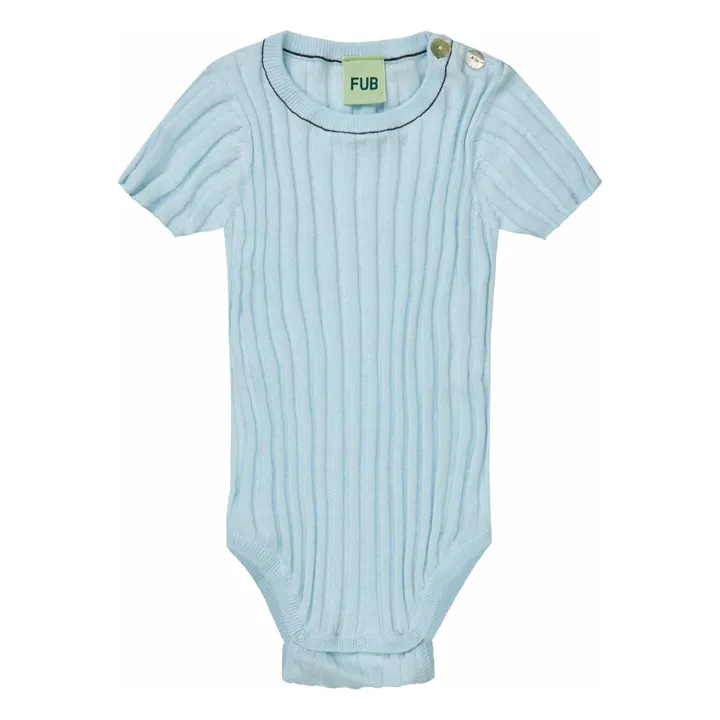 Body Côtelé Maille Extra Fine Coton Bio | Bleu ciel- Image produit n°0